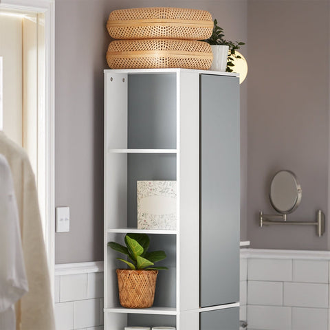 Rootz Tall Bathroom Cabinet - Storage Organizer - Freestanding Shelving Unit - MDF and Rubberwood Construction - Anti-Tip Stability - Easy Assembly - 50cm x 181cm x 30cm