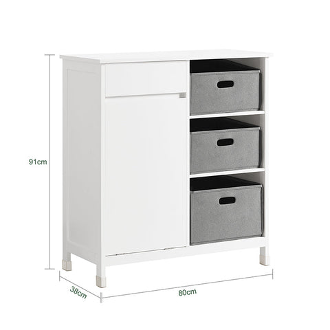 Rootz Linen Closet Laundry Collector - Laundry Basket - Bathroom Cabinet - White - Moisture-Resistant Foot Pad - Easy Assembly - 80cm x 91cm x 38cm