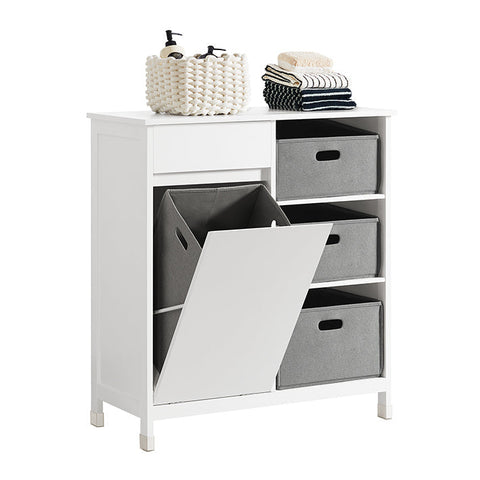 Rootz Linen Closet Laundry Collector - Laundry Basket - Bathroom Cabinet - White - Moisture-Resistant Foot Pad - Easy Assembly - 80cm x 91cm x 38cm