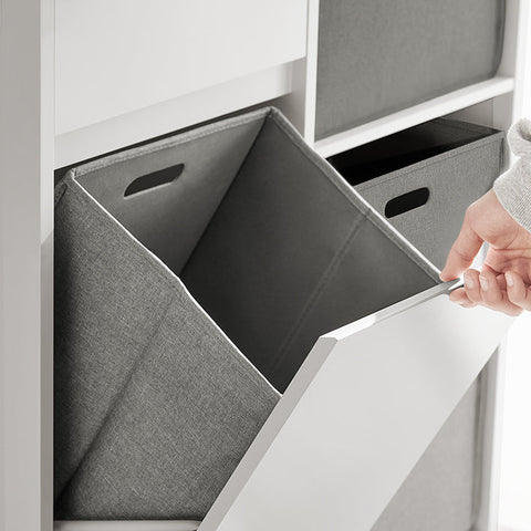 Rootz Linen Closet Laundry Collector - Laundry Basket - Bathroom Cabinet - White - Moisture-Resistant Foot Pad - Easy Assembly - 80cm x 91cm x 38cm