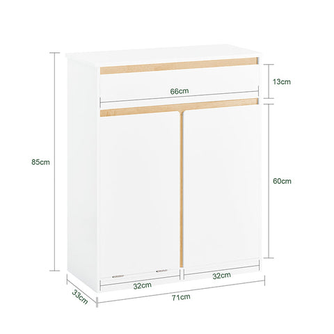 Rootz Laundry Cupboard with Laundry Bag - Laundry Collector - Bathroom Furniture - MDF and Rubber Wood - Tilt Protection - Flexible Storage - 71cm x 33cm x 85cm