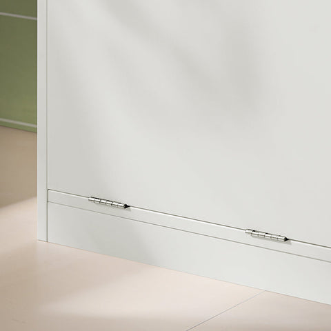 Rootz Laundry Cupboard with Laundry Bag - Laundry Collector - Bathroom Furniture - MDF and Rubber Wood - Tilt Protection - Flexible Storage - 71cm x 33cm x 85cm