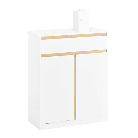 Rootz Laundry Cupboard with Laundry Bag - Laundry Collector - Bathroom Furniture - MDF and Rubber Wood - Tilt Protection - Flexible Storage - 71cm x 33cm x 85cm