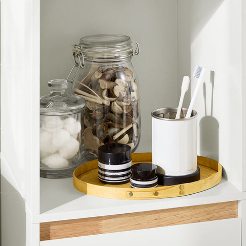 Rootz Tall Bathroom Cabinet - Storage Organizer - Bathroom Shelf - Adjustable Shelves - Anti-Tip Design - MDF & Rubber Wood - 35cm x 170cm x 33cm