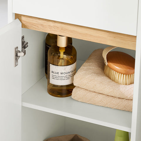 Rootz Tall Bathroom Cabinet - Storage Organizer - Bathroom Shelf - Adjustable Shelves - Anti-Tip Design - MDF & Rubber Wood - 35cm x 170cm x 33cm