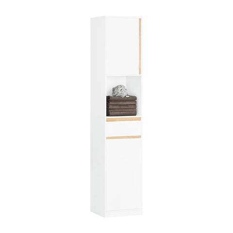 Rootz Tall Bathroom Cabinet - Storage Organizer - Bathroom Shelf - Adjustable Shelves - Anti-Tip Design - MDF & Rubber Wood - 35cm x 170cm x 33cm