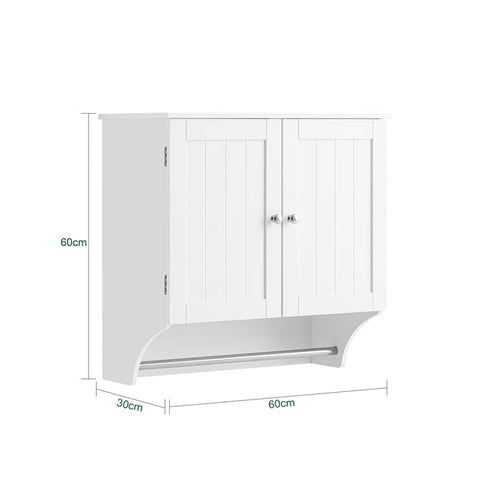 Rootz Bathroom Wall Cabinet - Medicine Cabinet - Storage Closet - Adjustable Shelf - Magnetic Lock - Towel Holder - 60cm x 60cm x 30cm
