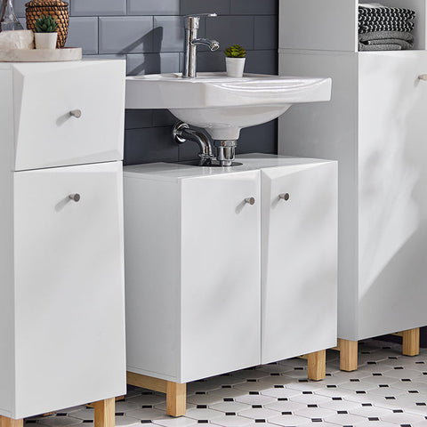 Rootz Sink Base Cabinet - Bathroom Cabinet - Under Sink Storage - Adjustable Shelf - Anti-Tip Safety - MDF Construction - 60cm x 60cm x 30cm