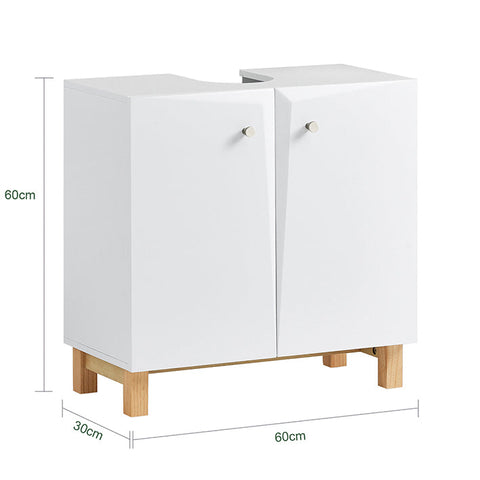 Rootz Sink Base Cabinet - Bathroom Cabinet - Under Sink Storage - Adjustable Shelf - Anti-Tip Safety - MDF Construction - 60cm x 60cm x 30cm
