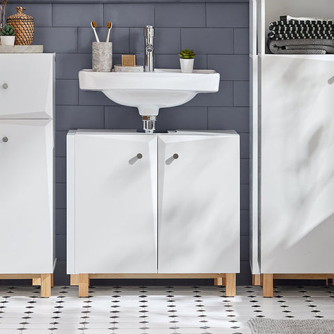 Rootz Sink Base Cabinet - Bathroom Cabinet - Under Sink Storage - Adjustable Shelf - Anti-Tip Safety - MDF Construction - 60cm x 60cm x 30cm