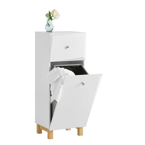 Rootz Laundry Cupboard with Laundry Bag - Laundry Collector - Laundry Basket - MDF Construction - Anti-Tip Safety Feature - Easy Assembly - 34cm x 90cm x 30cm