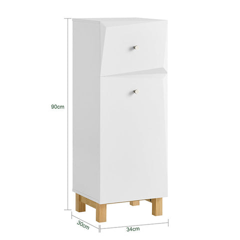 Rootz Laundry Cupboard with Laundry Bag - Laundry Collector - Laundry Basket - MDF Construction - Anti-Tip Safety Feature - Easy Assembly - 34cm x 90cm x 30cm