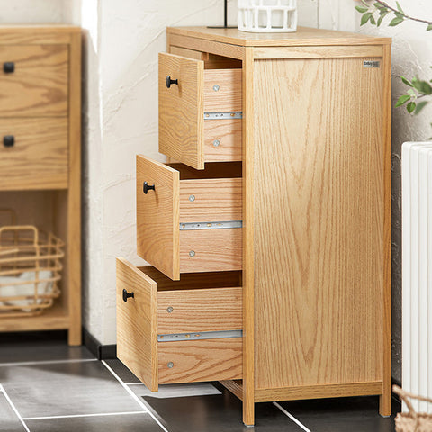 Rootz Laundry Cupboard with Fold-Out Laundry Bag - Bathroom Cabinet - Laundry Basket - Moisture-Resistant Foot Pads - Three Storage Drawers - Flexible Sorting - 80cm x 90cm x 35cm