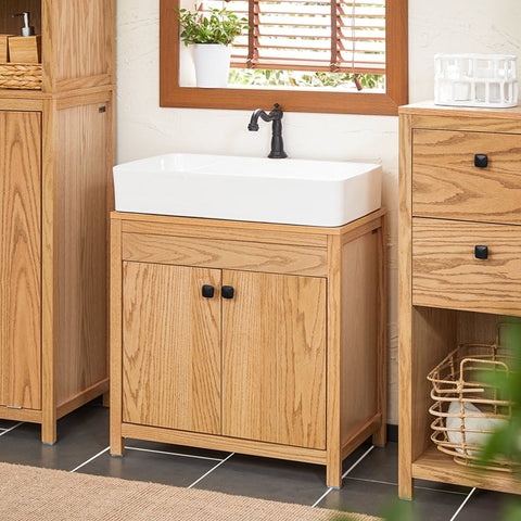 Rootz Sink Base Cabinet - Bathroom Cabinet - Washbasin Stand - Moisture Resistant - Adjustable Shelf - Easy Assembly - 60cm x 60cm x 35cm