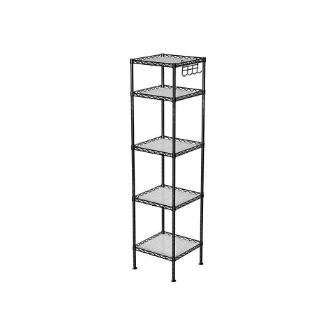Rootz Metal Storage Shelf - Standing Rack - Black Organizer - Space-Saving Design - 30x30x123.5cm