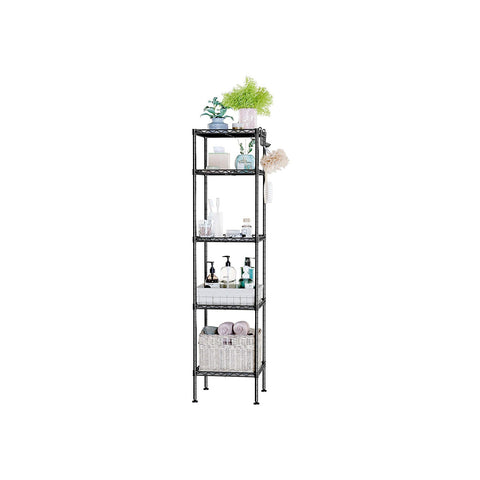 Rootz Metal Storage Shelf - Standing Rack - Black Organizer - Space-Saving Design - 30x30x123.5cm
