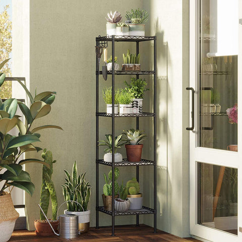 Rootz Metal Storage Shelf - Standing Rack - Black Organizer - Space-Saving Design - 30x30x123.5cm