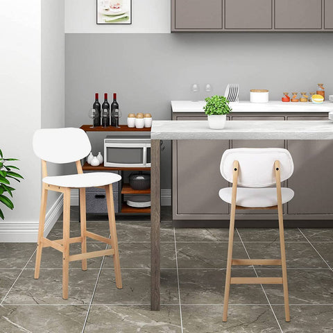Rootz Scandinavian Style 2 Bar Stools - Modern Counter Stools - Wood Grain - Faux Leather - 91.5cm x 43cm x 37.5cm