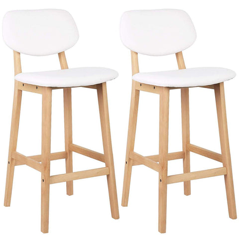 Rootz Scandinavian Style 2 Bar Stools - Modern Counter Stools - Wood Grain - Faux Leather - 91.5cm x 43cm x 37.5cm