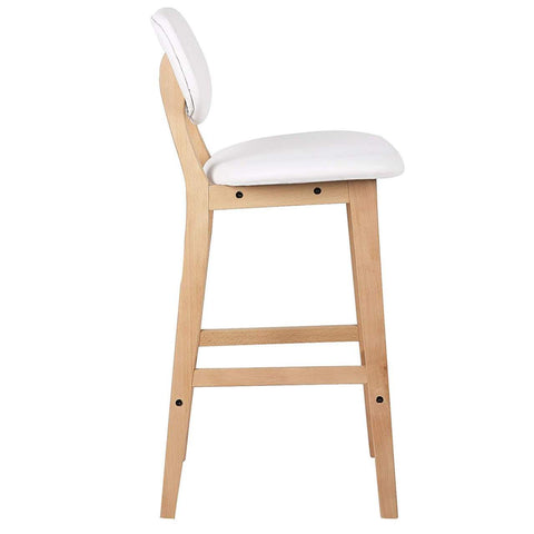 Rootz Scandinavian Style 2 Bar Stools - Modern Counter Stools - Wood Grain - Faux Leather - 91.5cm x 43cm x 37.5cm