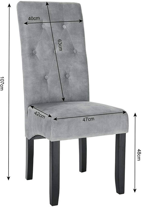 Rootz Velvet Dining Chairs - Elegant Chairs - Stylish Seating - Ergonomic Design - Luxurious Velvet - Durable Wooden Frame - 47cm x 42cm x 107cm