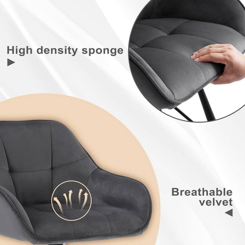 Rootz Velvet Bar Stools - Rotating Seat - High Comfort - Ergonomic Design - Stable Metal Construction - 51cm x 94.5cm x 53cm - Set of 4