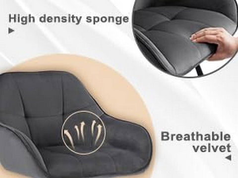 Rootz Velvet Bar Stools - Rotating Seat - High Comfort - Ergonomic Design - Stable Metal Construction - 51cm x 94.5cm x 53cm - Set of 4