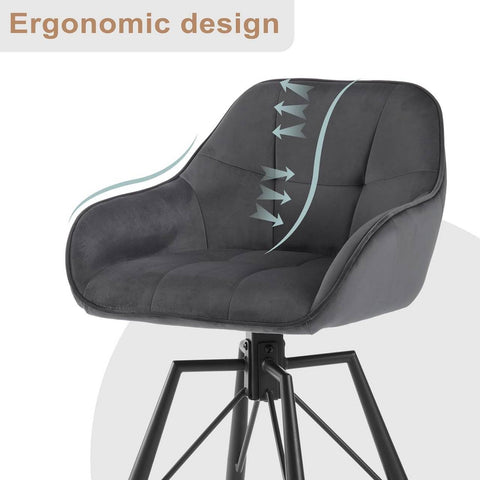 Rootz Velvet Bar Stool Set - Kitchen Stool - 360° Rotating Stool - High Comfort - Ergonomic Design - Metal Frame - 51cm x 94.5cm x 53cm