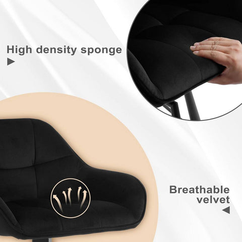 Rootz Velvet Bar Stools 2-Piece Set - Kitchen Stools - 360° Rotating Chairs - High Comfort - Ergonomic Design - 51cm x 94.5cm x 53cm