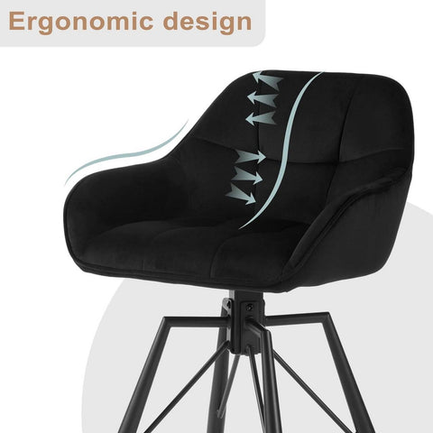 Rootz Velvet Bar Stool Set - Swivel Seat Chairs - High Comfort - Ergonomic Design - 51cm x 94.5cm x 53cm - Cream, Dark Gray, Black