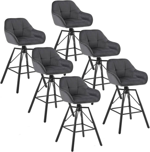 Rootz Velvet Bar Stool Set - Kitchen Stool - 360° Rotating Stool - High Comfort - Ergonomic Design - Metal Frame - 51cm x 94.5cm x 53cm