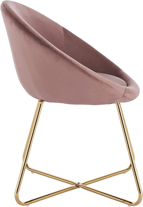 Rootz Set of 6 Dining Chairs - Velvet Upholstered Seats - Pink Metal Frame - Exceptional Comfort, Durable & Stable, Easy Assembly - 76cm x 36cm x 40cm