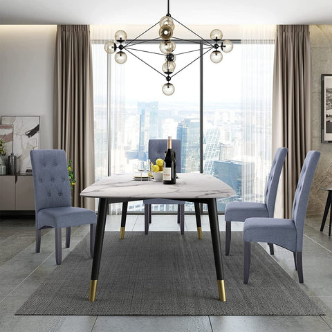 Rootz Upholstered Dining Chair - Elegant Chair - Stylish Seating - Durable Solid Wood - Supreme Comfort - Versatile Design - 47cm x 42cm x 107cm