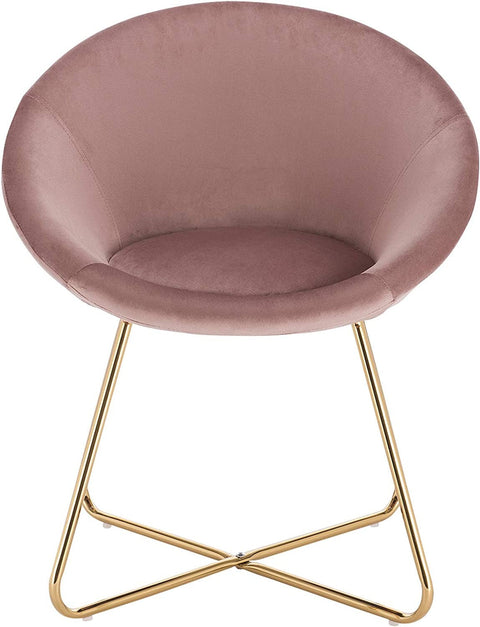 Rootz Set of 4 Dining Room Chairs - Velvet Chairs - Modern Seating - Comfortable, Durable, Easy Assembly - Pink Metal - 76cm x 36cm x 40cm