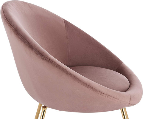 Rootz Set of 4 Dining Room Chairs - Velvet Chairs - Modern Seating - Comfortable, Durable, Easy Assembly - Pink Metal - 76cm x 36cm x 40cm