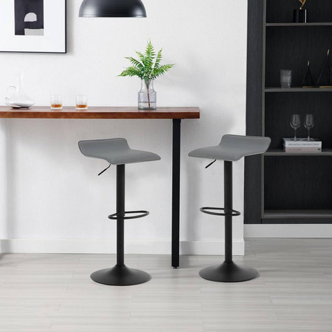 Rootz Ergonomic Faux Leather Bar Stool - Height Adjustable - 360° Swivel - Kitchen Counter Stool - 38.5cm x 39cm - Black/Gray