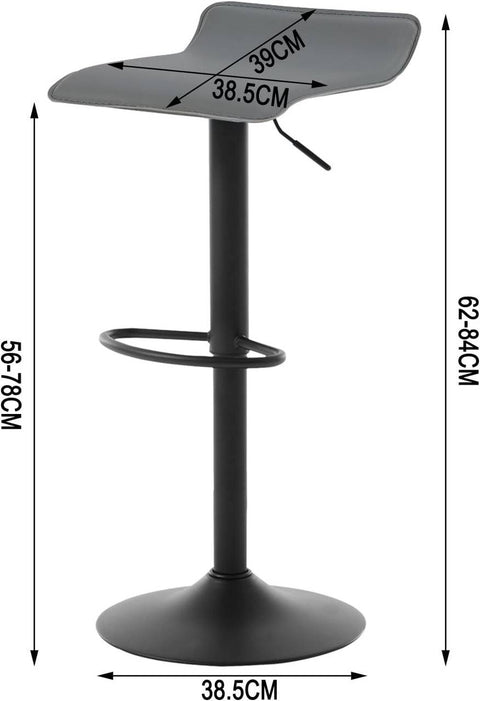 Rootz Bar Stool - Kitchen Stool - Counter Stool - Ergonomic Seating - Faux Leather/Metal Frame - Adjustable Height - 38.5cm x 39cm