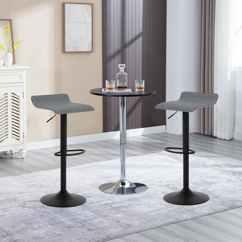 Rootz Ergonomic Faux Leather Bar Stool - Height Adjustable - 360° Swivel - Kitchen Counter Stool - 38.5cm x 39cm - Black/Gray