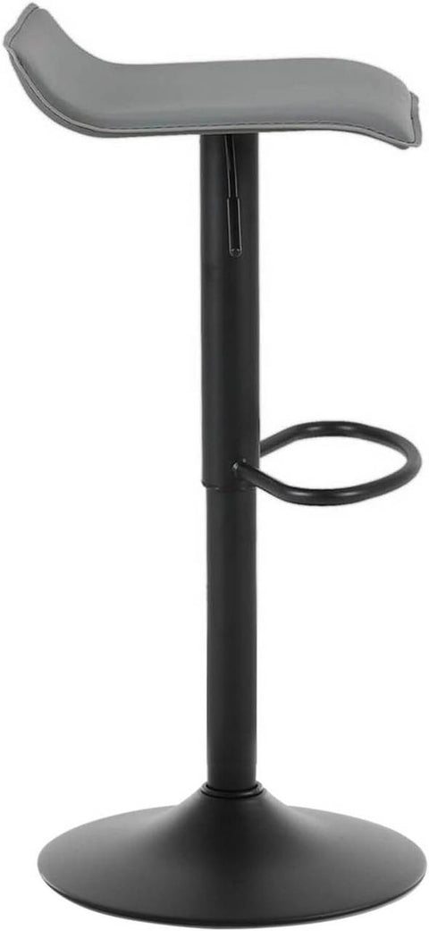 Rootz Ergonomic Faux Leather Bar Stool - Height Adjustable - 360° Swivel - Kitchen Counter Stool - 38.5cm x 39cm - Black/Gray