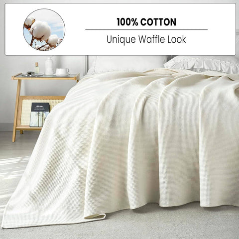 Rootz Waffle Piqué Cotton Bedspread - Elegant Bed Cover - Versatile Blanket - Comfortable & Breathable - Easy Maintenance - Available in Multiple Sizes 150x200 cm, 170x210 cm, 220x240 cm, 240x260 cm