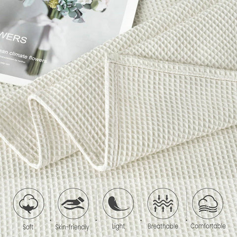 Rootz Waffle Piqué Cotton Bedspread - Elegant Bed Cover - Versatile Blanket - Comfortable & Breathable - Easy Maintenance - Available in Multiple Sizes 150x200 cm, 170x210 cm, 220x240 cm, 240x260 cm