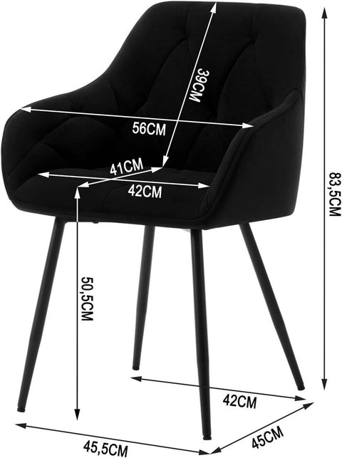 Rootz Velvet Dining Chair - Elegant Chair - Comfortable Seating - Luxurious Velvet, Sturdy Metal Frame, Ergonomic Design - 56cm x 83.5cm x 53cm