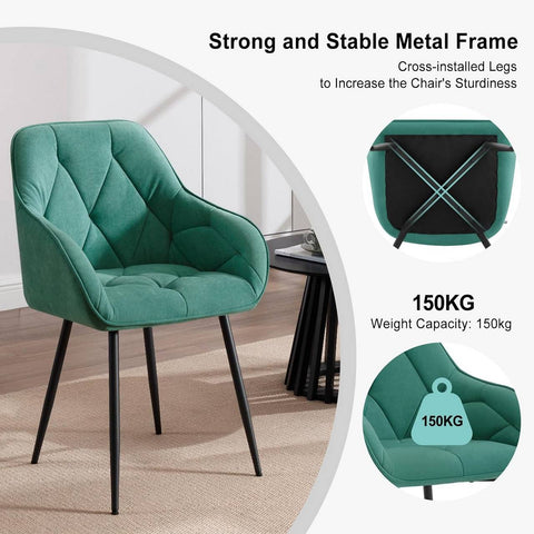 Rootz Velvet Dining Chair - Elegant Chair - Comfortable Seating - Luxurious Velvet, Ergonomic Support, Robust Metal Frame - 56cm x 83.5cm x 53cm