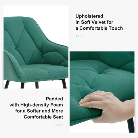 Rootz Velvet Dining Chair - Elegant Chair - Comfortable Seating - Luxurious Velvet - Durable Metal Frame - Ergonomic Design - 56cm x 83.5cm x 53cm