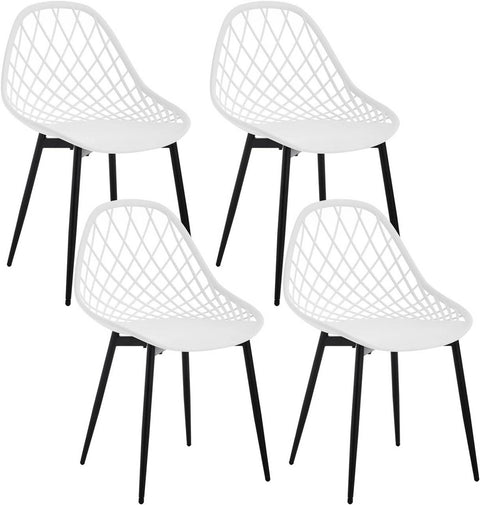 Rootz Modern Dining Chairs Set of 4 - Hollow Backrest - Metal Legs - Ergonomic & Versatile - Stain-Resistant - 52cm x 83.5cm x 53cm