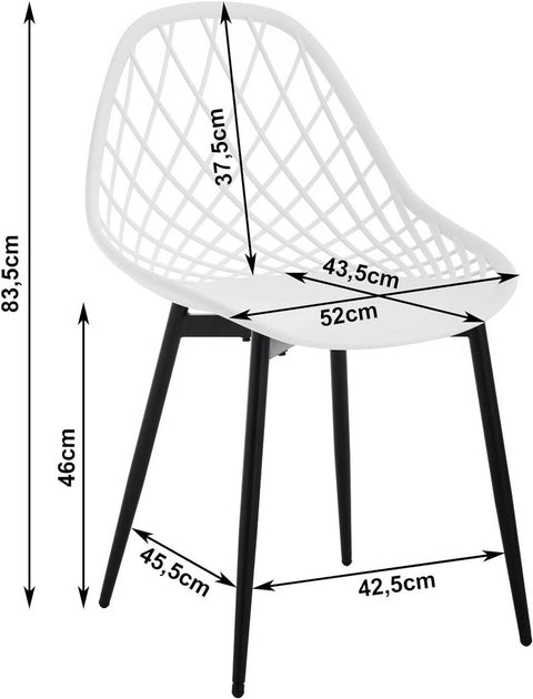 Rootz Modern Dining Chairs Set of 4 - Hollow Backrest - Metal Legs - Ergonomic & Versatile - Stain-Resistant - 52cm x 83.5cm x 53cm