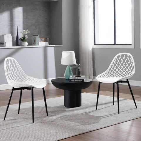 Rootz Modern Dining Chairs Set of 4 - Hollow Backrest - Metal Legs - Ergonomic & Versatile - Stain-Resistant - 52cm x 83.5cm x 53cm