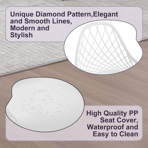 Rootz Modern Dining Chairs Set of 4 - Hollow Backrest - Metal Legs - Ergonomic & Versatile - Stain-Resistant - 52cm x 83.5cm x 53cm