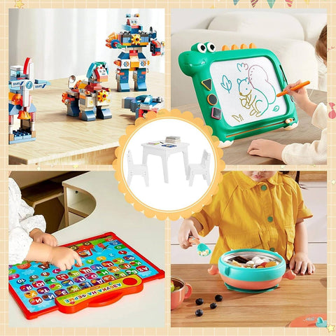 Rootz Children's Table and Chair Set - Activity Desk - Kids' Study Table - Built-in Storage - Multipurpose Tabletop - Safe & Ergonomic - Durable Construction - Table: W60 x H49 x D60 cm; Chair: W31 x H45 x D29 cm