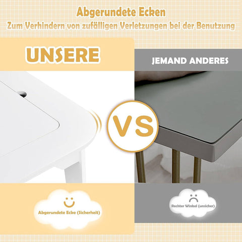 Rootz Children's Table and Chair Set - Activity Desk - Kids' Study Table - Built-in Storage - Multipurpose Tabletop - Safe & Ergonomic - Durable Construction - Table: W60 x H49 x D60 cm; Chair: W31 x H45 x D29 cm